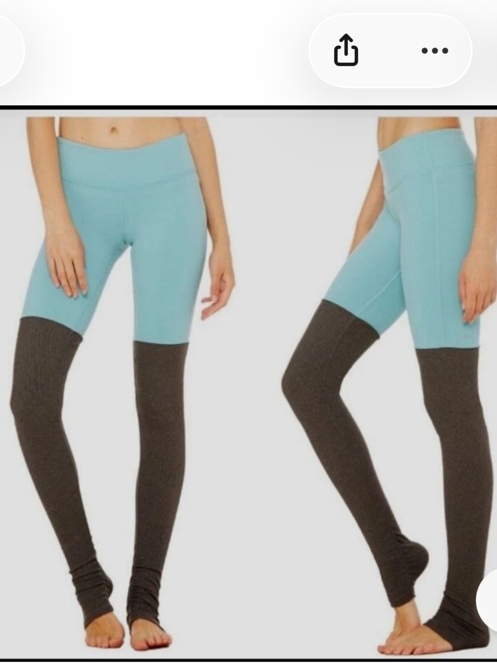 Alo Yoga Goddess Leggings in Aqua & Gray Women’s Medium 80s Style Legwarmers